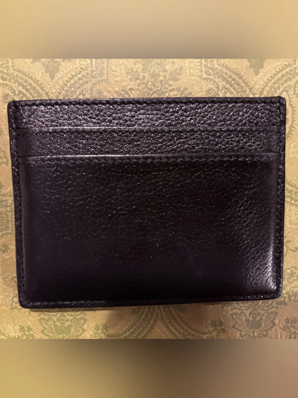 Saint Laurent Black & Gold Leather Card Case with YSL Monogram